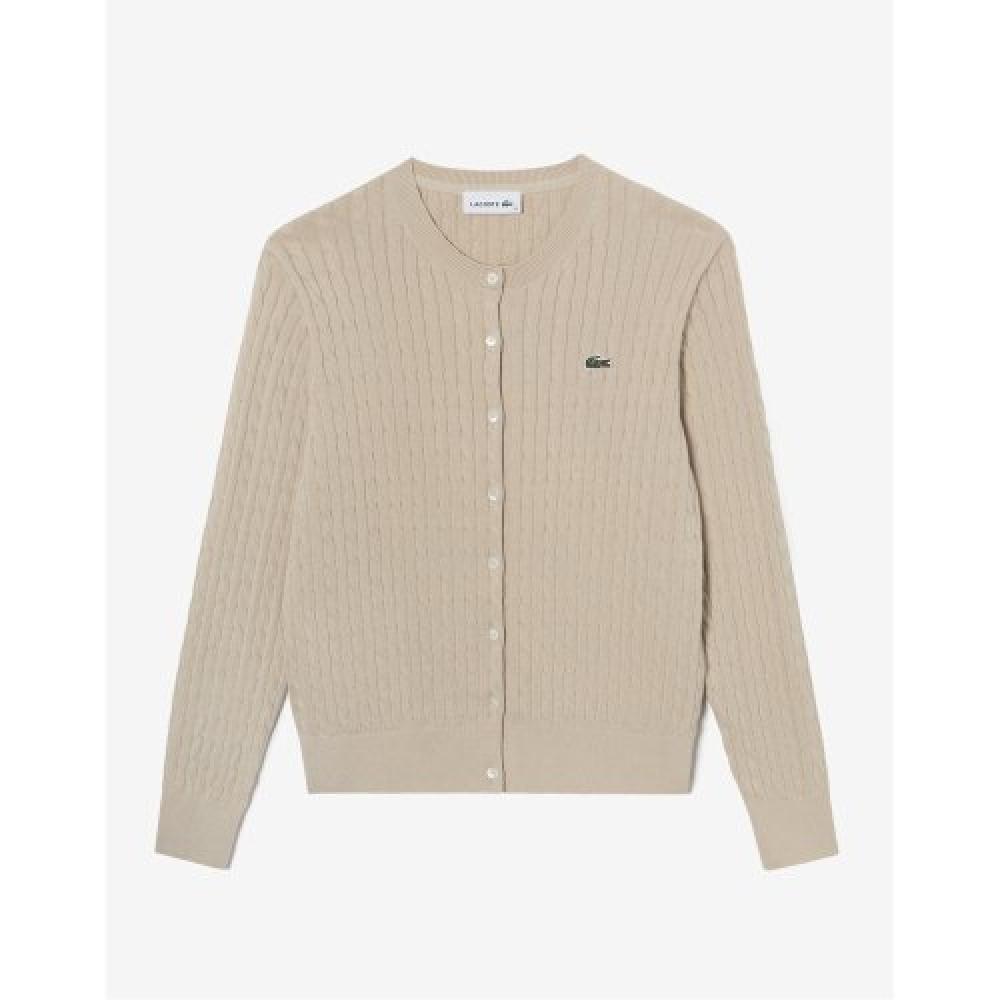 

LACOSTE Женский кардиган с длинными рукавами [Светло-бежевый]