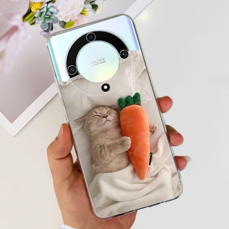 For Honor X9b 5G Case ALI-NX1 Popular Flower Soft Clear Silicon TPU Cover For Honor X9a RMO-NX1 HonorX9 ANY-NX1 Shockproof Funda