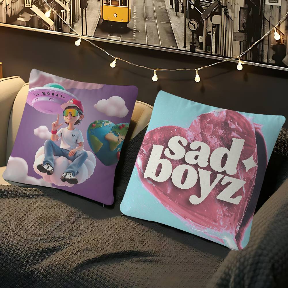 Sad Boyz Pillow Covers Cartoon Sofa Decorative Home Double-sided Printing Short Plush Cute Cushion Cover