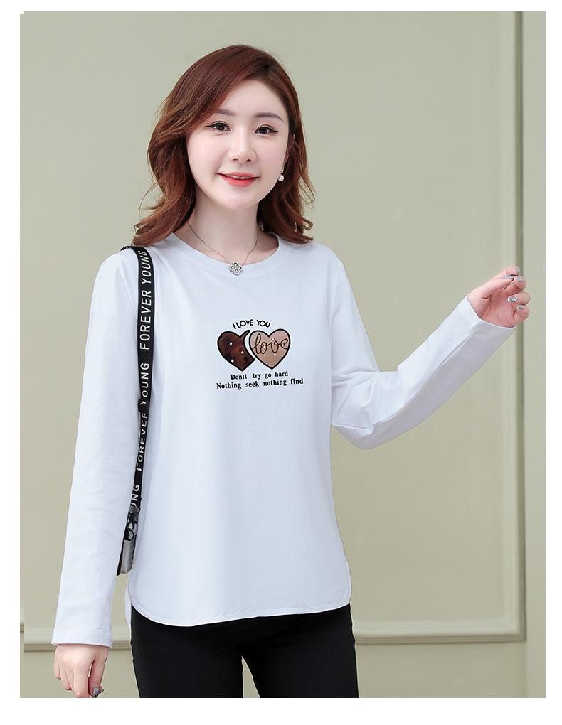 Dam T-shirt med lång ärm i ren bomull, Lätt baslager, Höst 2025-stil