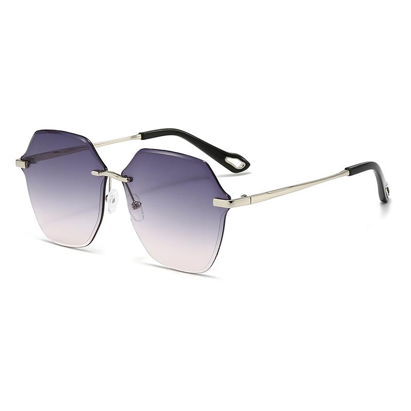 Frameless Cut-Edge Gradient Sunglasses for Women Trendy UV400 Protection Fashion Shades with Anti-Glare Lens