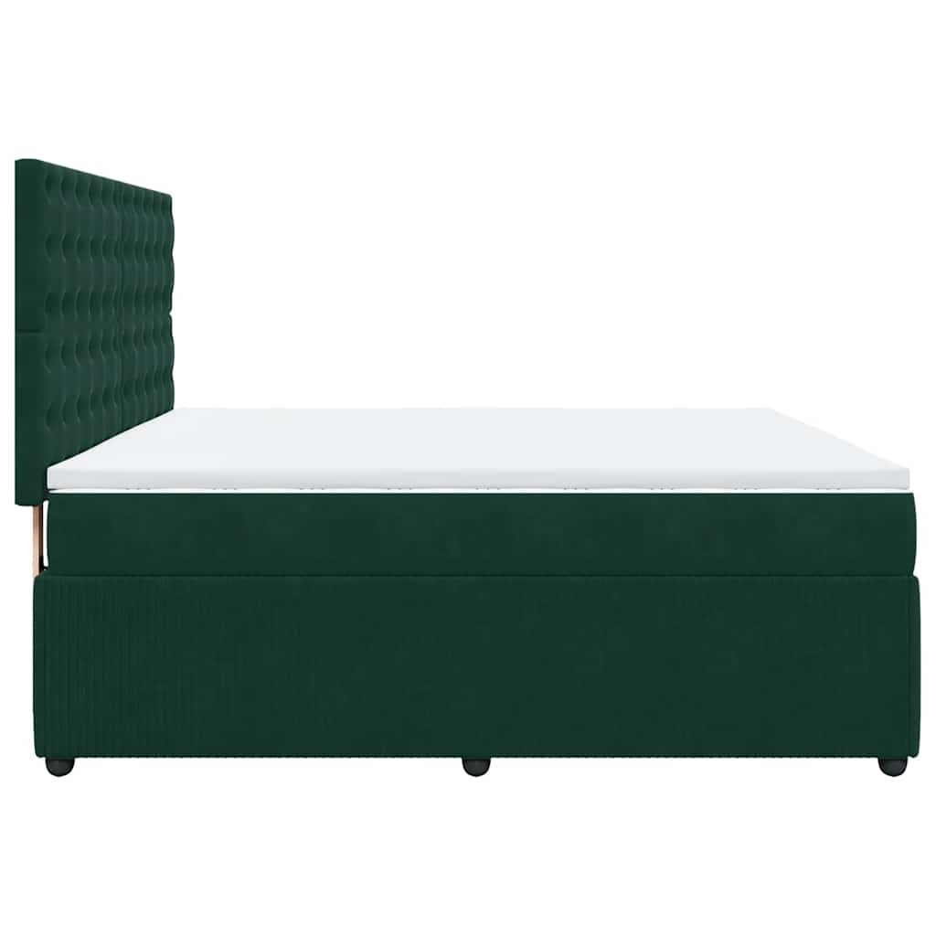 Box Spring Bed with Mattress Dark Green 180 X 200 Cm Velvet