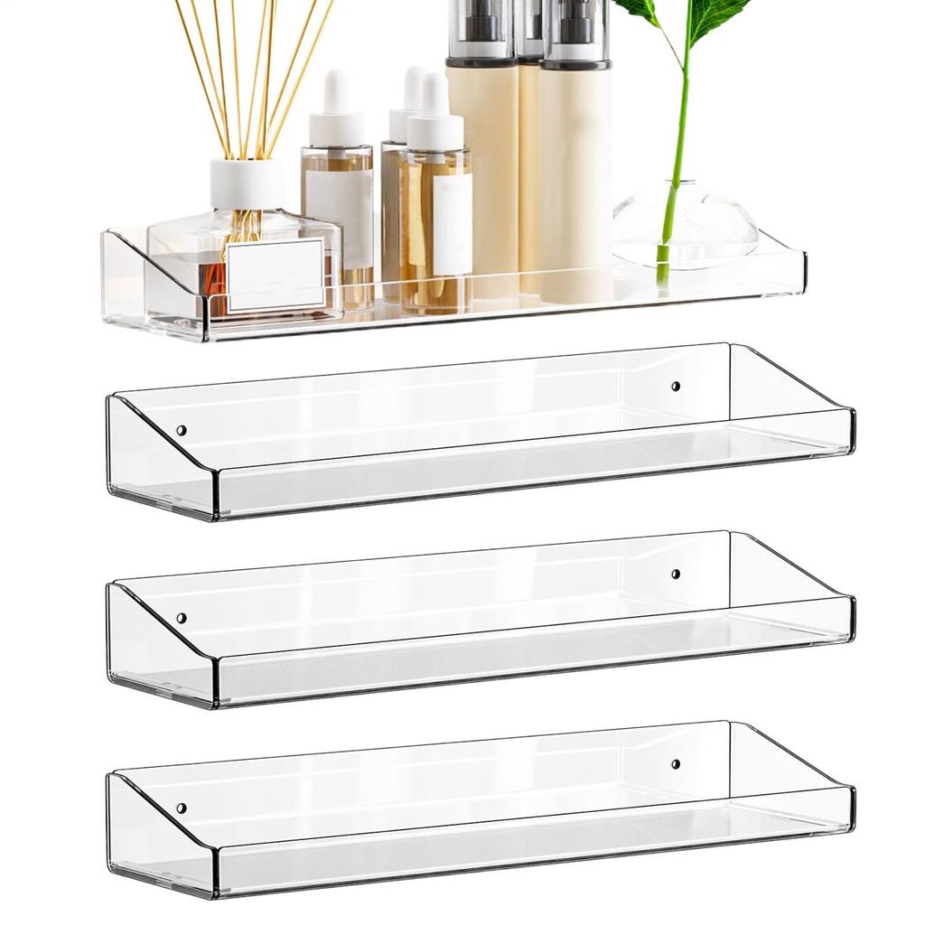 Floating Shelf Waterproof Shelf 2pcs Acrylic Floating Shelves Waterproof Wall Display Shelves for Bathroom Bedroom for Decor