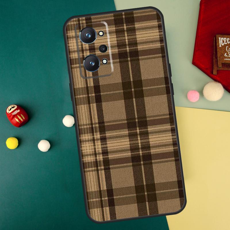 Brown Plaid For Realme GT7 Pro 15 13 10 11 12 14 Pro Plus C55 C71 C75 C67 C63 C61 C53 C35 C65 GT6 Case
