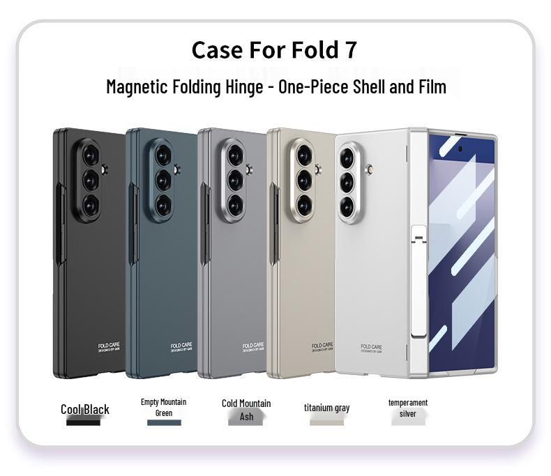 Samsung Z Fold7 Magnetic Protective Case: Solid Color, Precise Cutouts, Folding Screen Stand, Side Bag Design for Men.