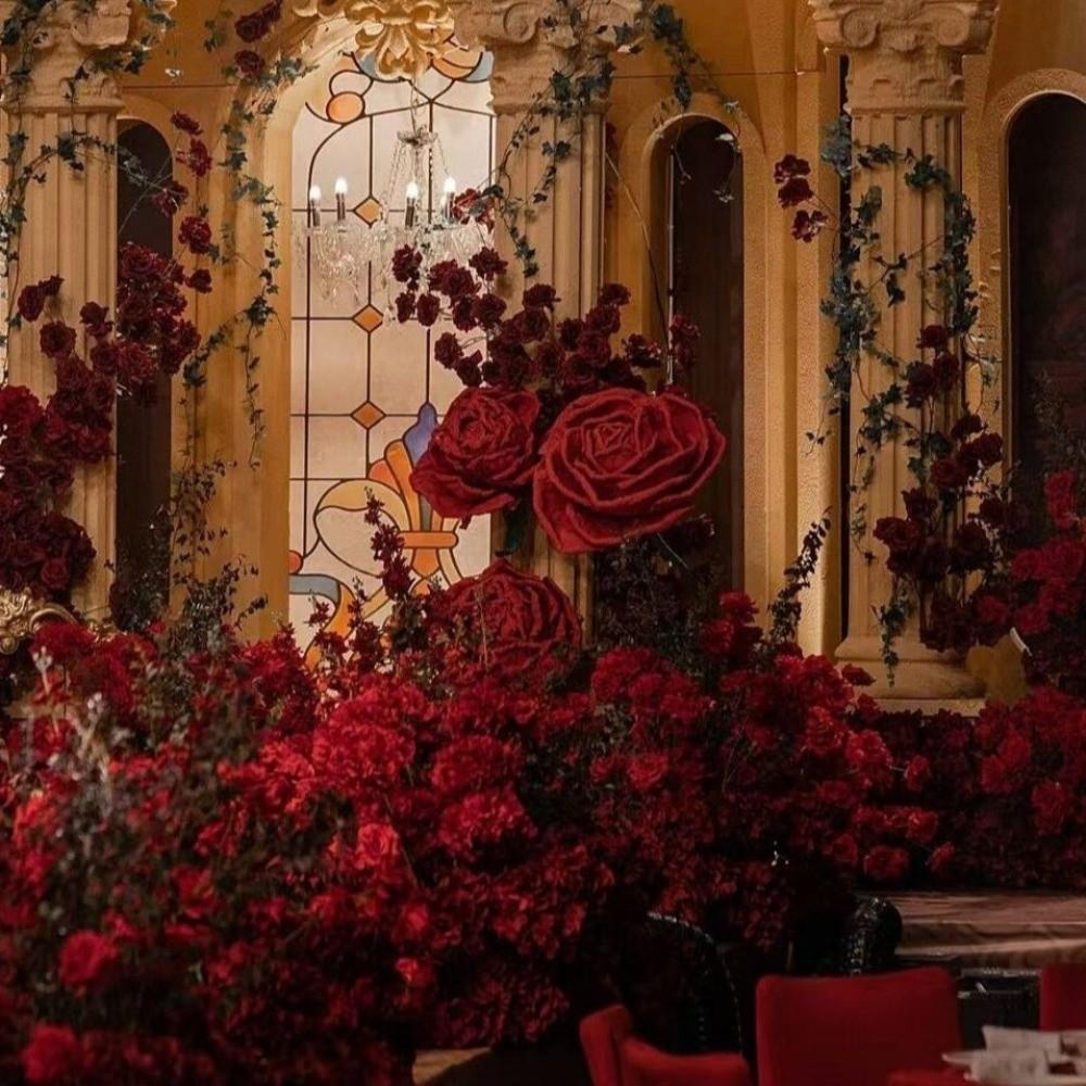 Silk Cloth Fake Flower Ball Dyed Edged Simulation Flowers Chrysanthemum  Valentine's Day Gift