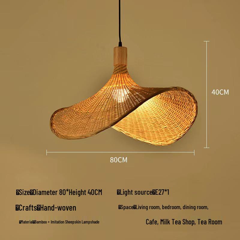 A8L Bamboo Pendant Lamp: New Chinese Zen Style, Rattan Woven Design, Ideal for Tea Rooms, Dining Areas & Teahouses with Japanese Antique Touch.