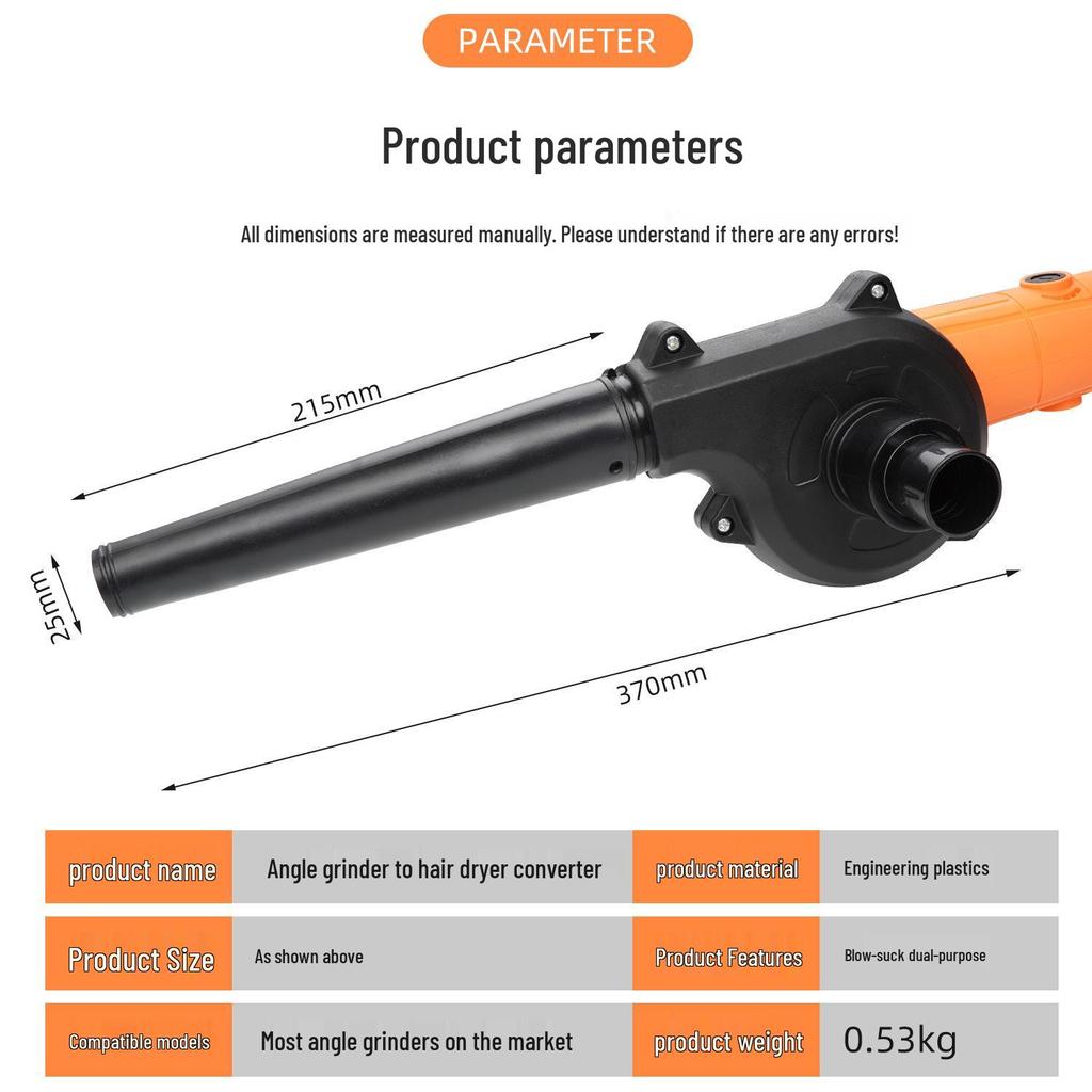 Dual-Use Angle Grinder To Hair Dryer Converter for Dust Removal and Cleaning