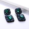 Chic European-American Square Gemstone Stud Earrings: Bold Fashion Jewelry