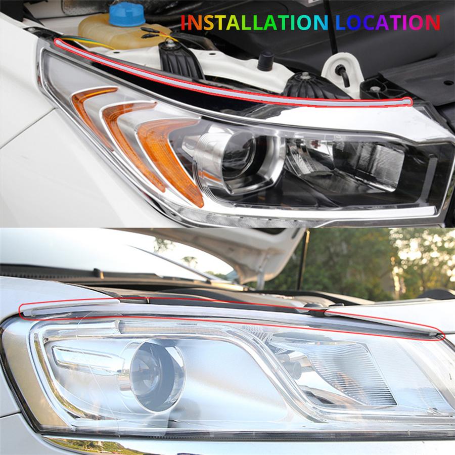 2X RGB APP 45CM Slim Flexible LED DRL Daytime Running Strip Light For Headlight