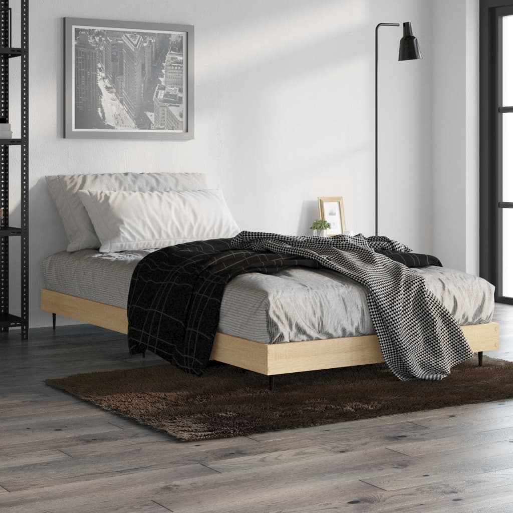 Bed Frame Without Mattress Sonoma Oak Finish 100 X 200 Cm Engineered Wood