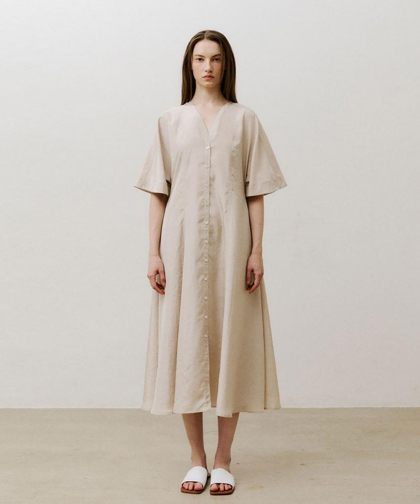 VIS A VIS Crinkled Shirt Dress (Beige)