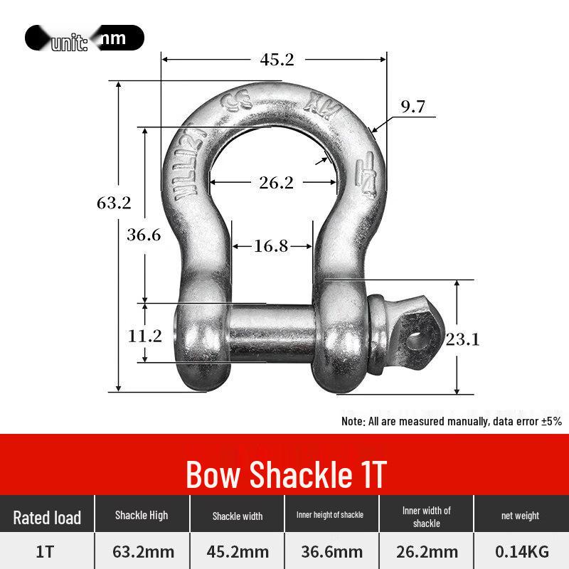 Heavy Duty 1-Ton Bow Shackle
