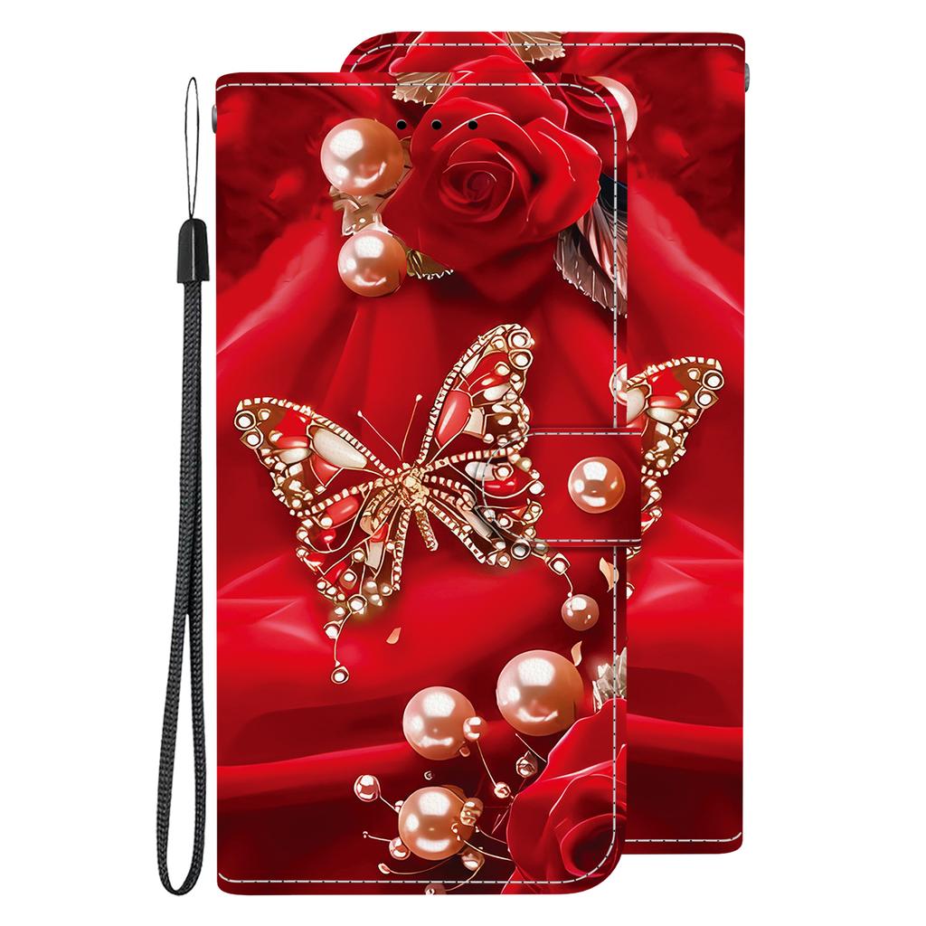 Handmade PU Leather Flip Case for iPhone X/11/12/13/14/15/16/17 Series - Anti-Slip Shockproof Cover with Wrist Strap & Heart/Rose Cat Designs
