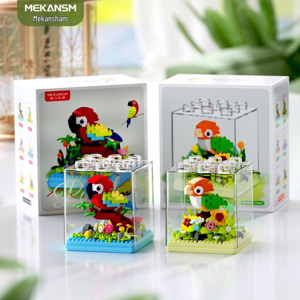 Mekensm Micro-Particle Parrot Model Building Blocks for Kids