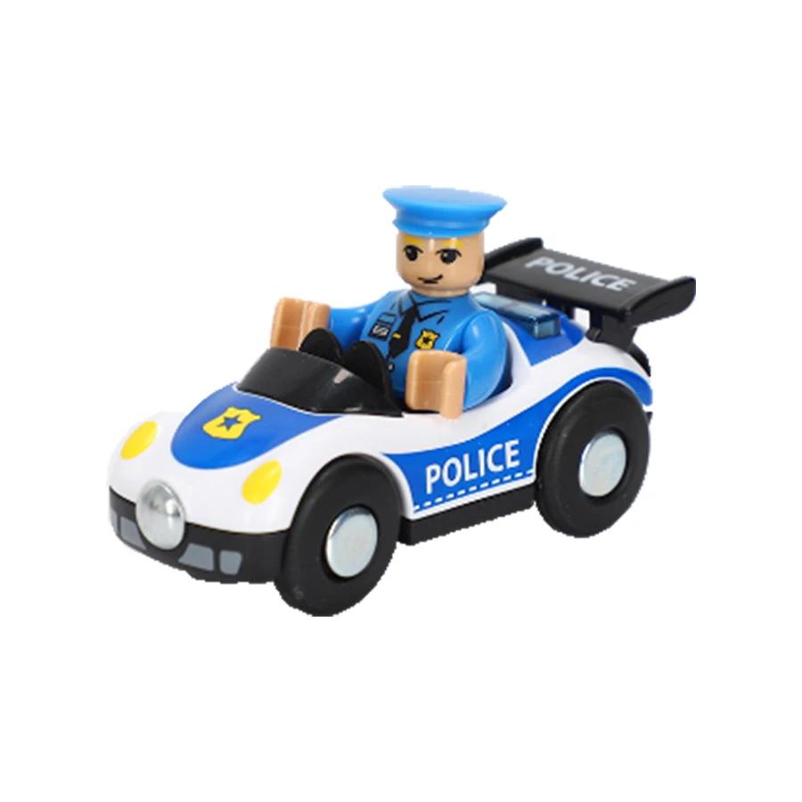 City Electric Locomotive Magnetic Train Diecast Slot Fire Truck Police Cars Fit Brio Wooden Train Railway Track Toys For Kids