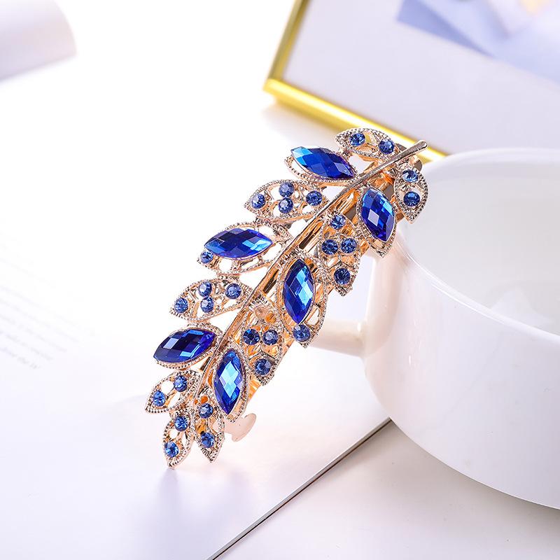 

Женская мода Цветочный лист Кристалл Кристалл Камень Заколка для волос Заколка для волос Ювелирные изделия Брелок для волос