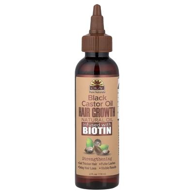 Black Castor Oil, Hair Growth Promoters, Natural Oil with Biotin, 4 Fl Oz (118 Ml)