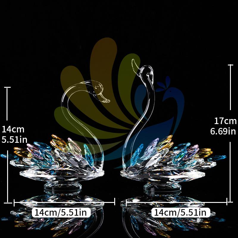 

Crystal Swan Decorative Ornament for Living Room, Entrance, TV and Wine Cabinet, or Shop Window 17cm x 14cm