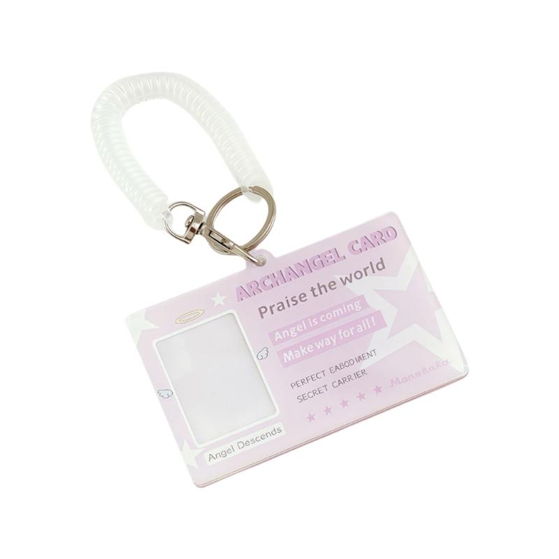 Angel Wing Design Acrylic Card Holder For 1 inch Photos With Practical Lanyard And Portable Keychain Accessory фиолетовый