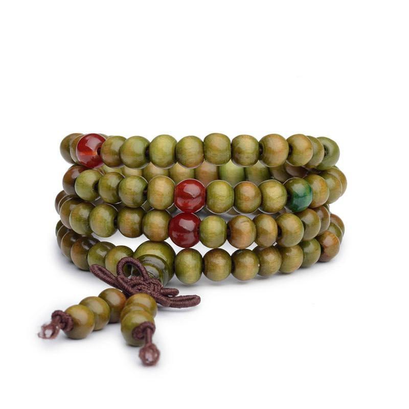 Chinese Amulet 6mm Natural Wood Buddhist 108 Bead Bracelets Buddha Bangles Meditation Prayer Unisex Men Women Vintage