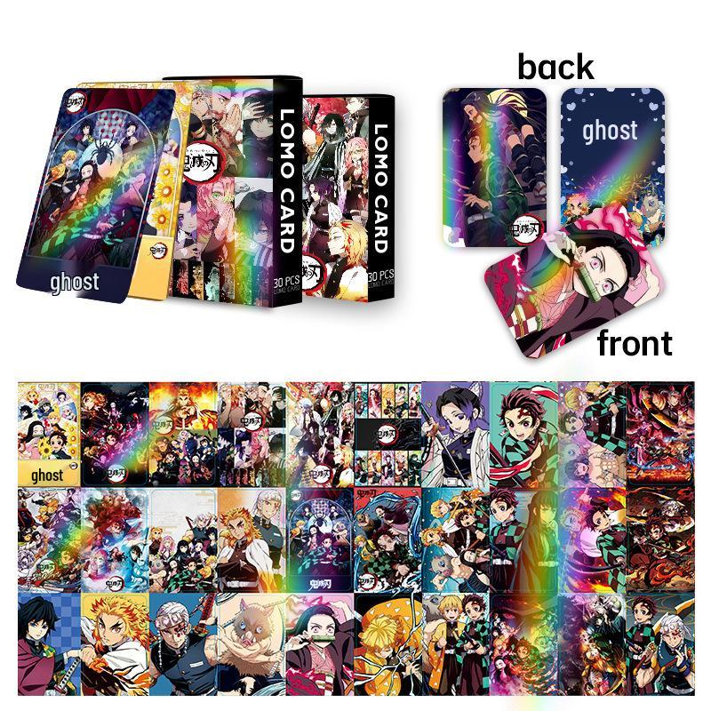 Demon Slayer Double-Sided Laser Flash Cards - 30 Boxed LOMO Anime Cards