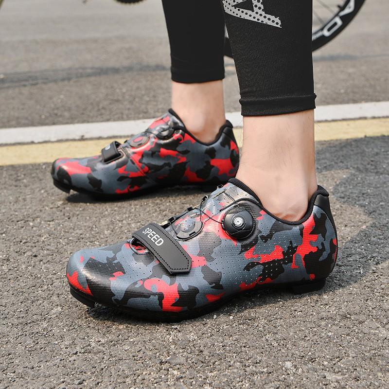 Mountain Road Cycling Shoes With Rotating Dial Unisex Breathable Anti-Slip Bike In Camo Large Sizes