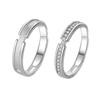 Adjustable Classic Couple Rings Set Rhodium/Gold Plated Brass Open Rings with Zircon Flower Design for Lovers