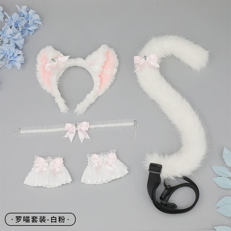 Cosplay Cat Ears Headband Cat Tail Accessories Handmade Cute Cat Girl Beast Ears Hair Accessories Beast Tail Accessories Set