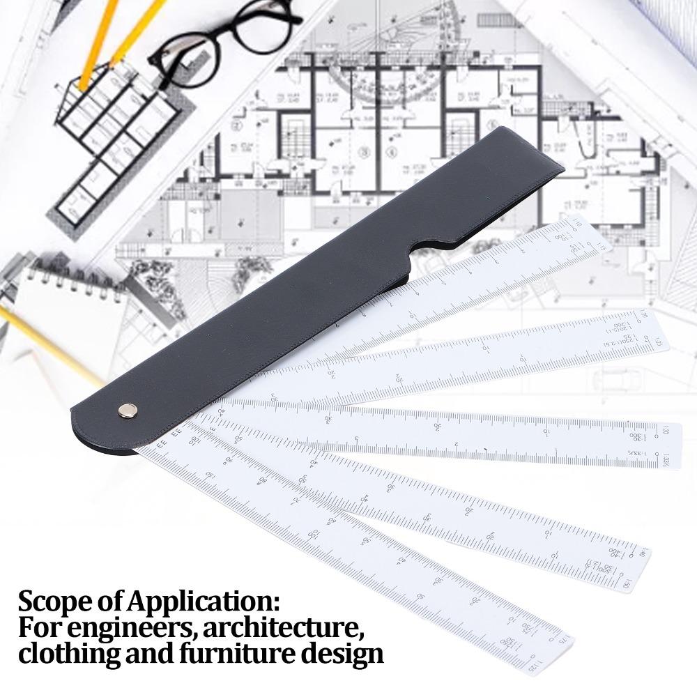 Multi Ratio Fan Shaped Ruler Plastic Scale Tools Durable Architect Scale Ruler Art Drawing
