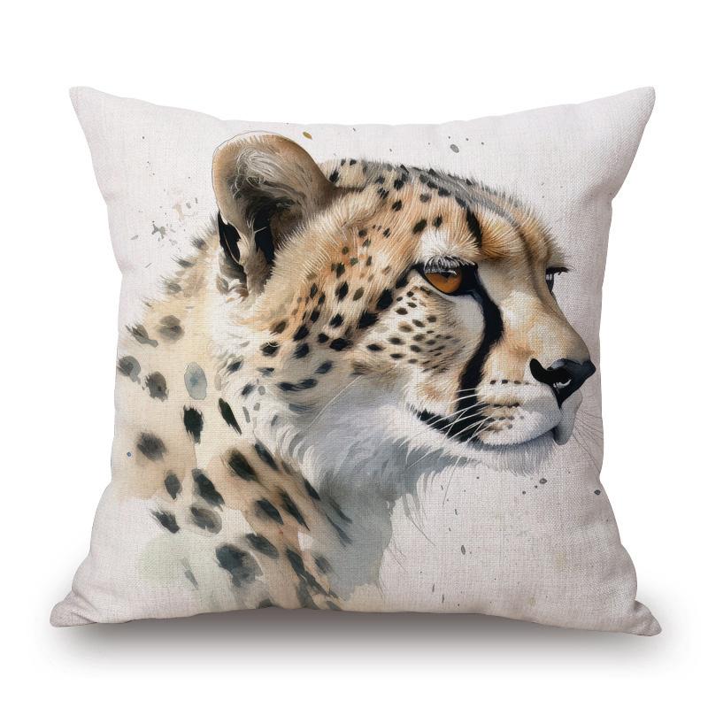Animal Lynx Orangutan Cheetah Pig Poster Art Cushion Cover Pillow Case