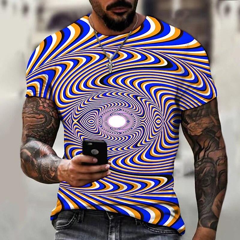 Fashion Men's T-Shirts 3d Vortex Printed Men's Clothing Street Designer Short Sleeved Loose Oversized Tshirts Daily Casual Tops