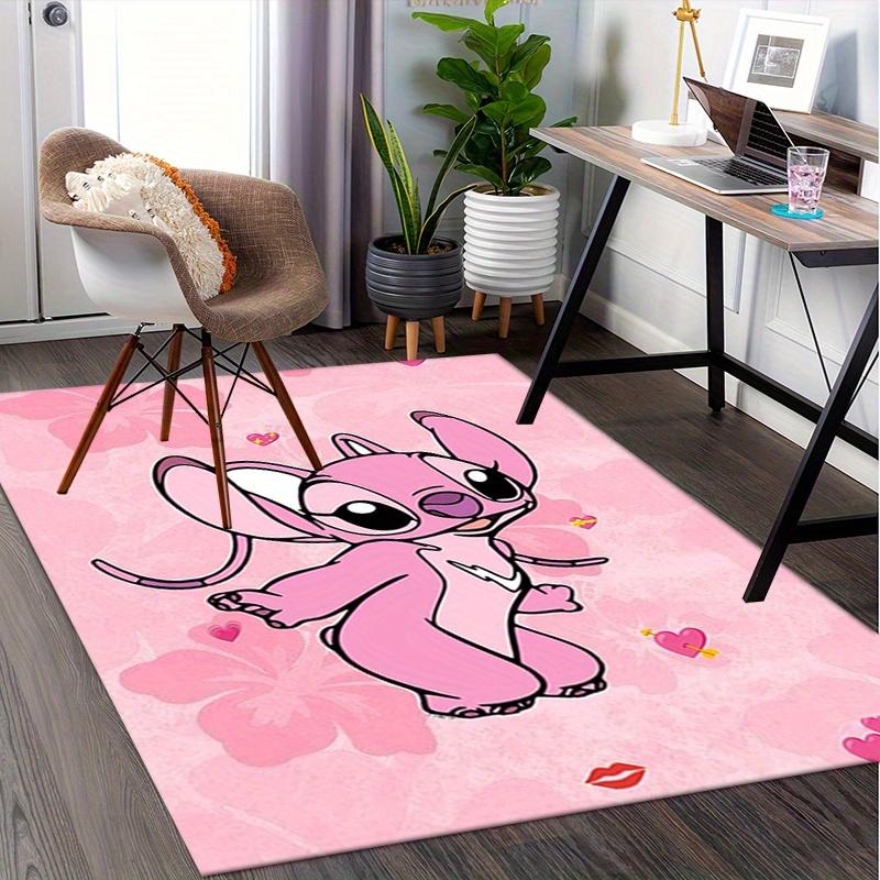 Office Rug Stitch, Pink theme 3D Printed Anti-Slip Rug-Machine Washable for Living Room