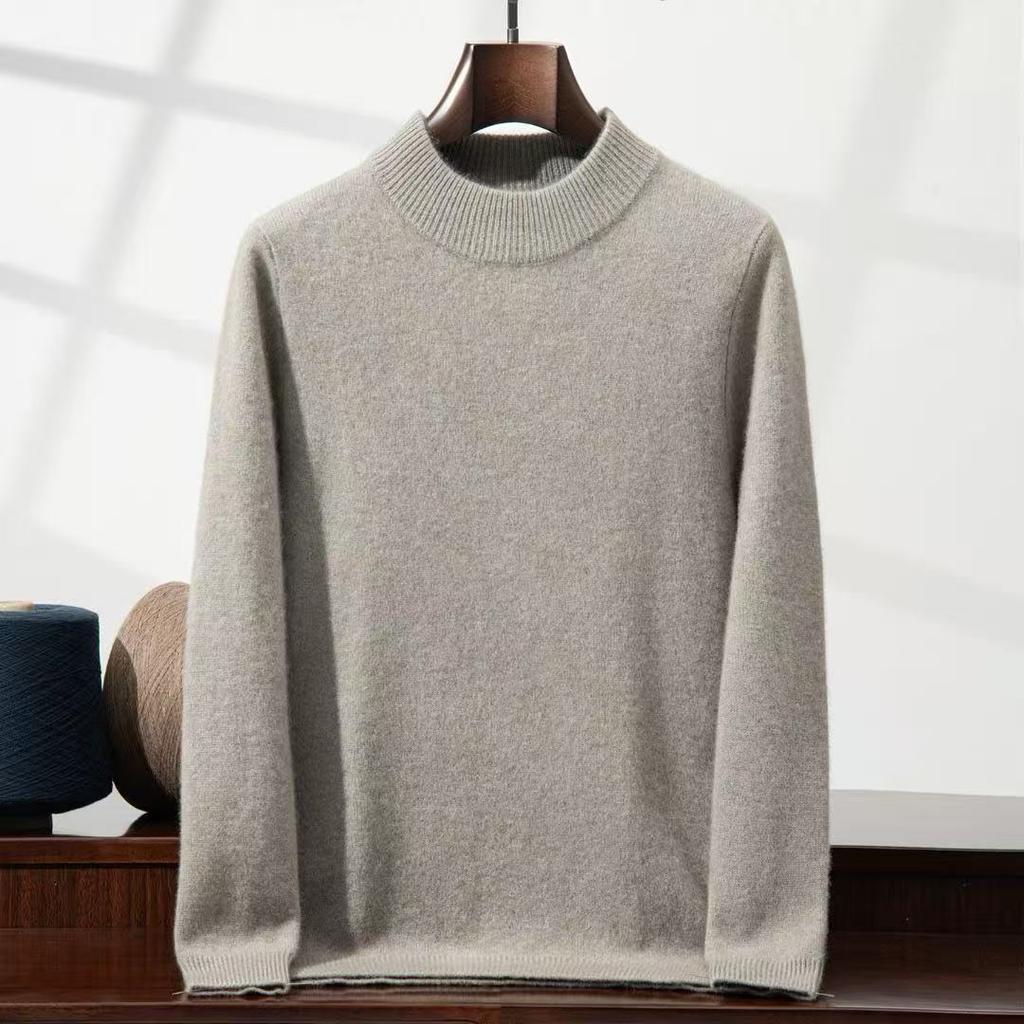 New thickened cashmere sweater semi-turtleneck sweater with cashmere bottoming knitted sweater