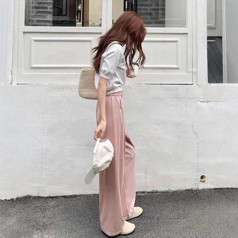 Retro Tencel Jeans Women's Summer Thin High Waist Skinny Loose Wide Leg Casual Lazy Straight Pants