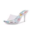 Summer open-toed high heels outer wear temperament colored cool slippers crystal transparent large size sandals supply