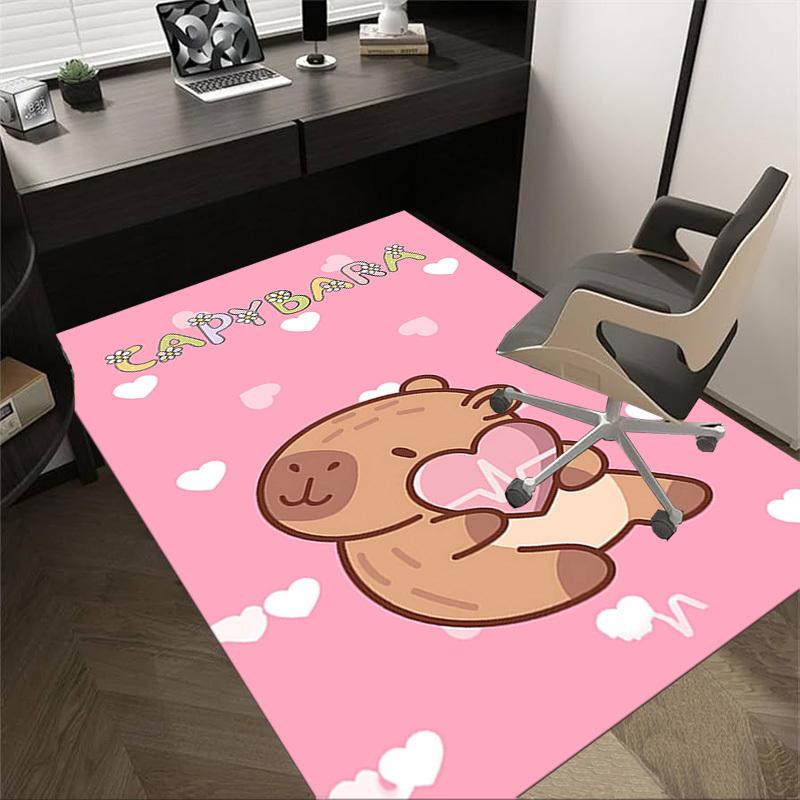 

1PC Capybara Love Anti-slip carpet, suitable for Office, bedroomand playrooms. It can also be used as a sofa footrest cover-R16 60cm by 90cm