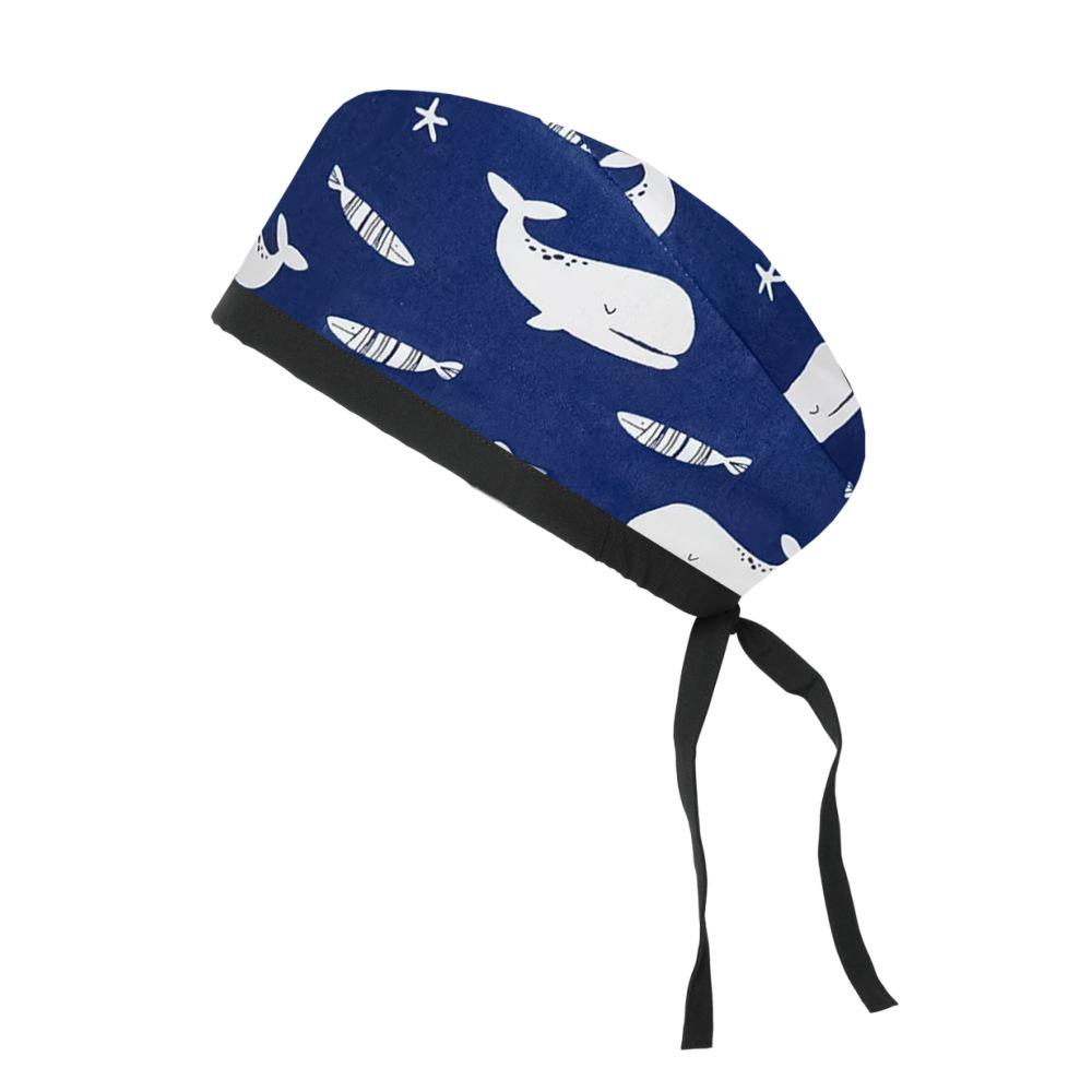 Adjustable Cotton Surgical Cap with Cartoon Print for Women and Men