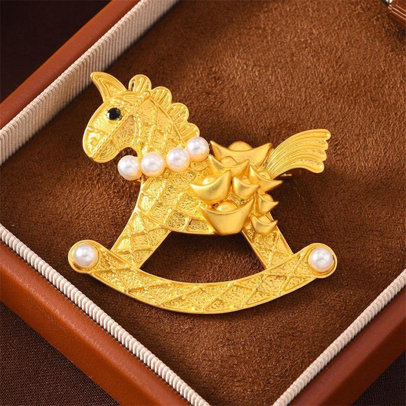 

Cute Zodiac Horse Pony Pearl Brooch Animal Pin Brooches Minimalist Badge Clothing Suit Corsage Jewelry Accessories Gift 1 PCS