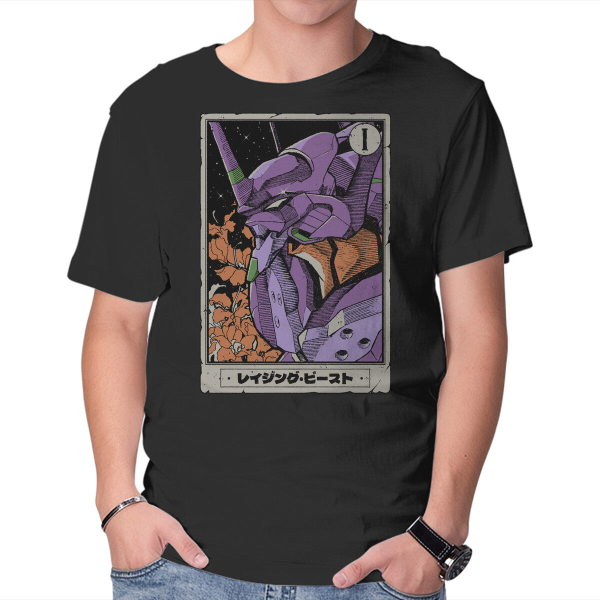 Unisex Crew Neck T-Shirt Eva Tarot Card Graphic Short Sleeve Casual Tee L