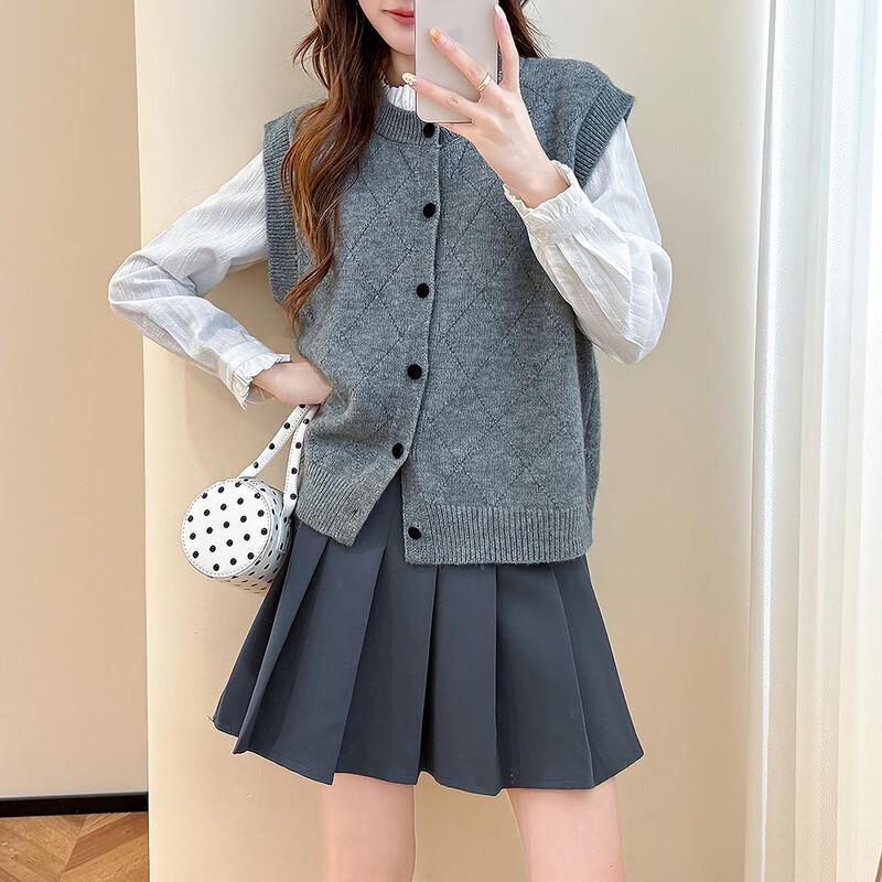 

Женский кардиган-жилет TonLion с ромбовидным узором и круглым вырезом L