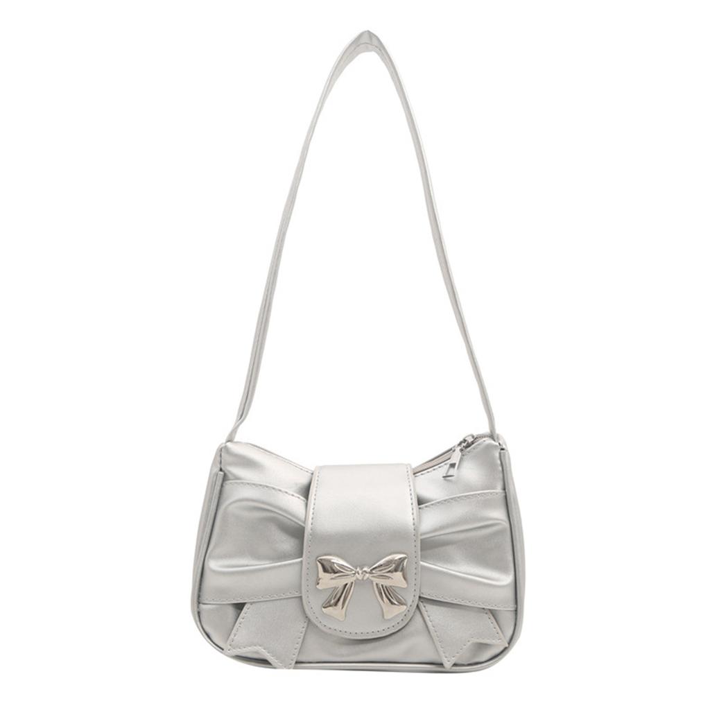 Borsa Sottobraccio in Ecopelle PU per Donne Ragazze Fiocchi Borsa a Spalla Moda Shopping Borsa da Appuntamento Stile Francese Pieghettata Borsa Sottobraccio