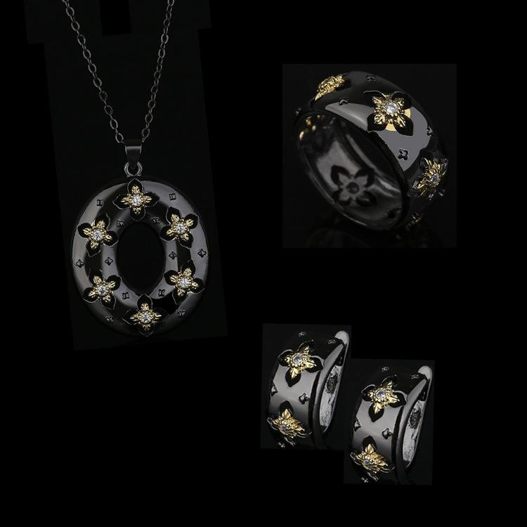 2026 Classic Cross Zircon Shape Ring Black Gold Two Tone Jewelry Ring Elegant Party Jewelry Black Gold Jewelry 6