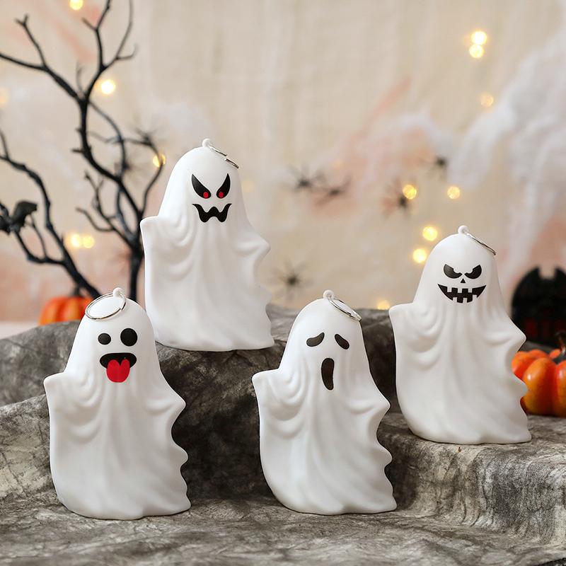 Ghost Halloween Decor - White Ghost Led Night Light Spooky Figurine Statue Festival Lamp Table Topper Hanging Decorations