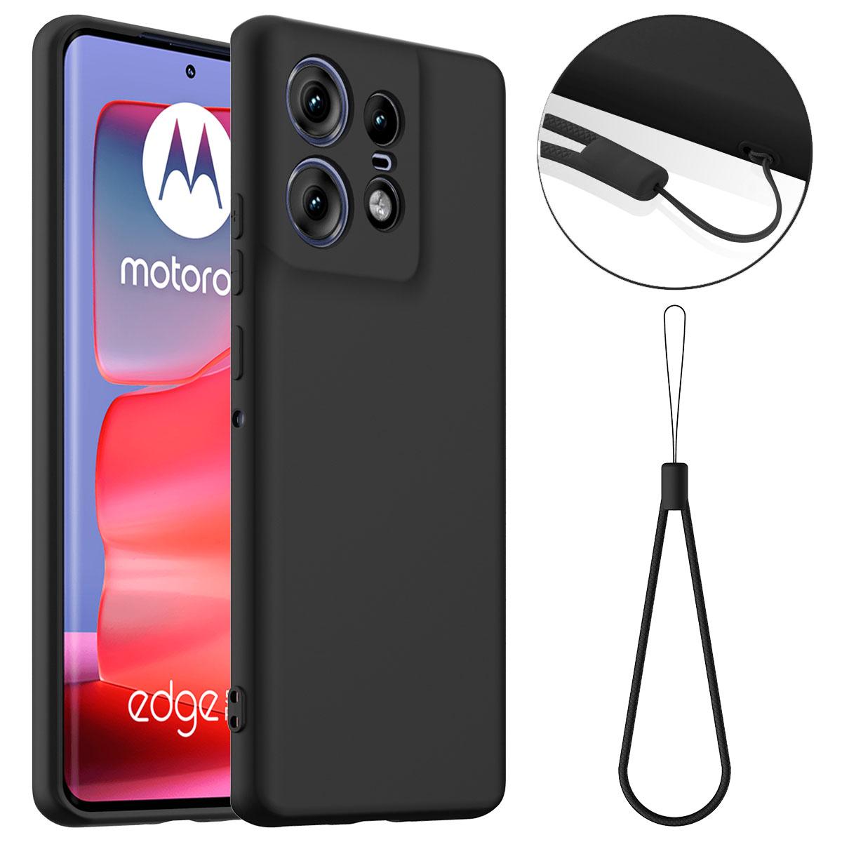 

For Motorola Edge 50 Pro 5G Magnetic Case Anti-Drop Liquid Silicone Phone Cover with Lanyard A