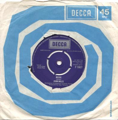 7inch Record JOHN MILES - Music F13627 Decca 1976 UK Rock Used