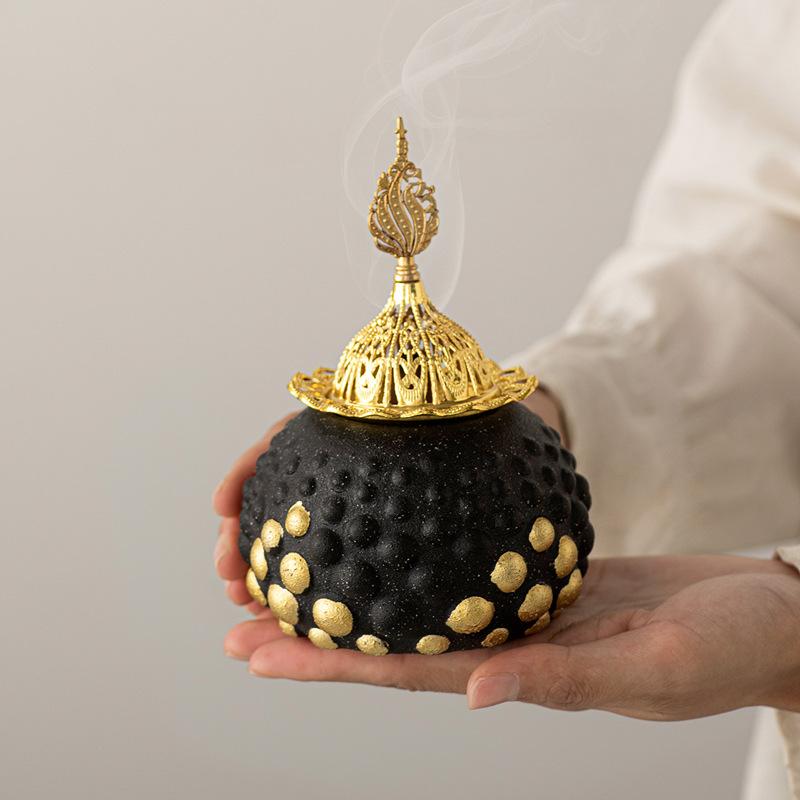 Ceramics Spherulite Aroma Burner Incense Burner Aromatherapy Middle East Inspired Yoga Garden Camping Decorations for Home