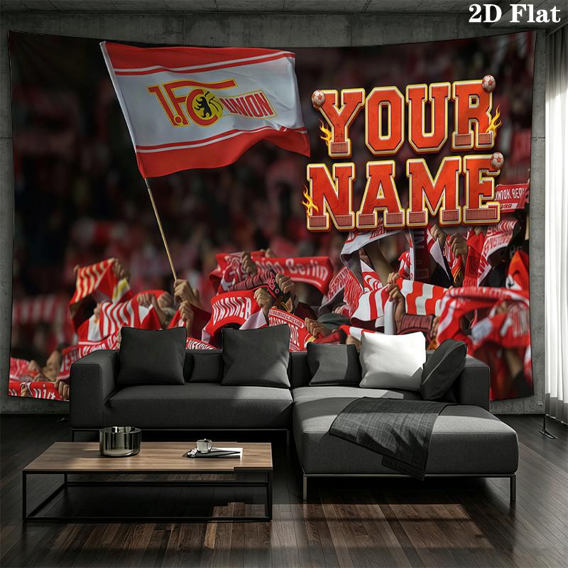 Custom Name,FC Union Berlin Wall tapestry, aesthetic printed fabric blanket, suitable for bedroom, living room, and home decor.