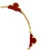 Premium Four-Leaf Clover & Five-Flower Bracelet for Women - White Mother-of-Pearl & Red Shell, Real Gold Plated, Non-Fading, 15mm