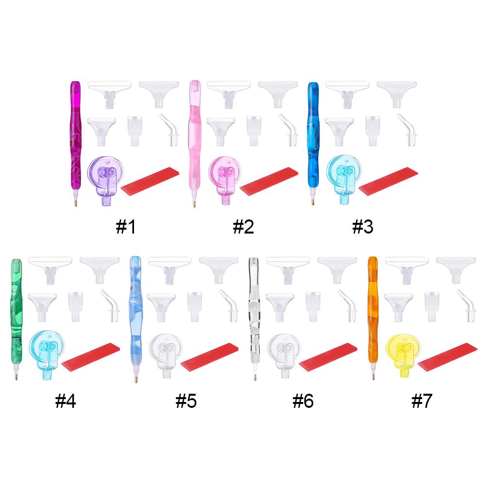 Diamond Painting Art Sticky Drill Dot Pen with Glue Clay Roller Diamond Art Pen with 5 Drill Pen Picking Heads and 1 Glue Clay